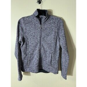 Polar King Women's Heathered Purple Zip Up Mélange Sweater Knit Jacket Medium